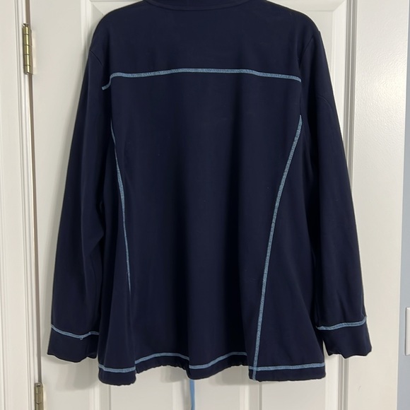 Talbots Navy Blue Pullover with Light Blue Trim - Picture 8 of 10